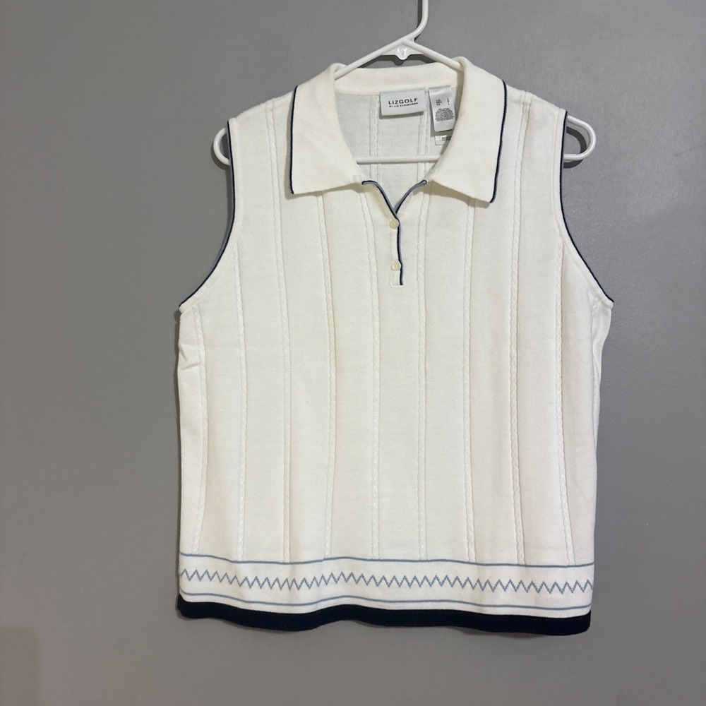 Vintage Liz Sport‎ Golf Tennis Sweater Vest V-Neck Preppy 90s Womens  Large